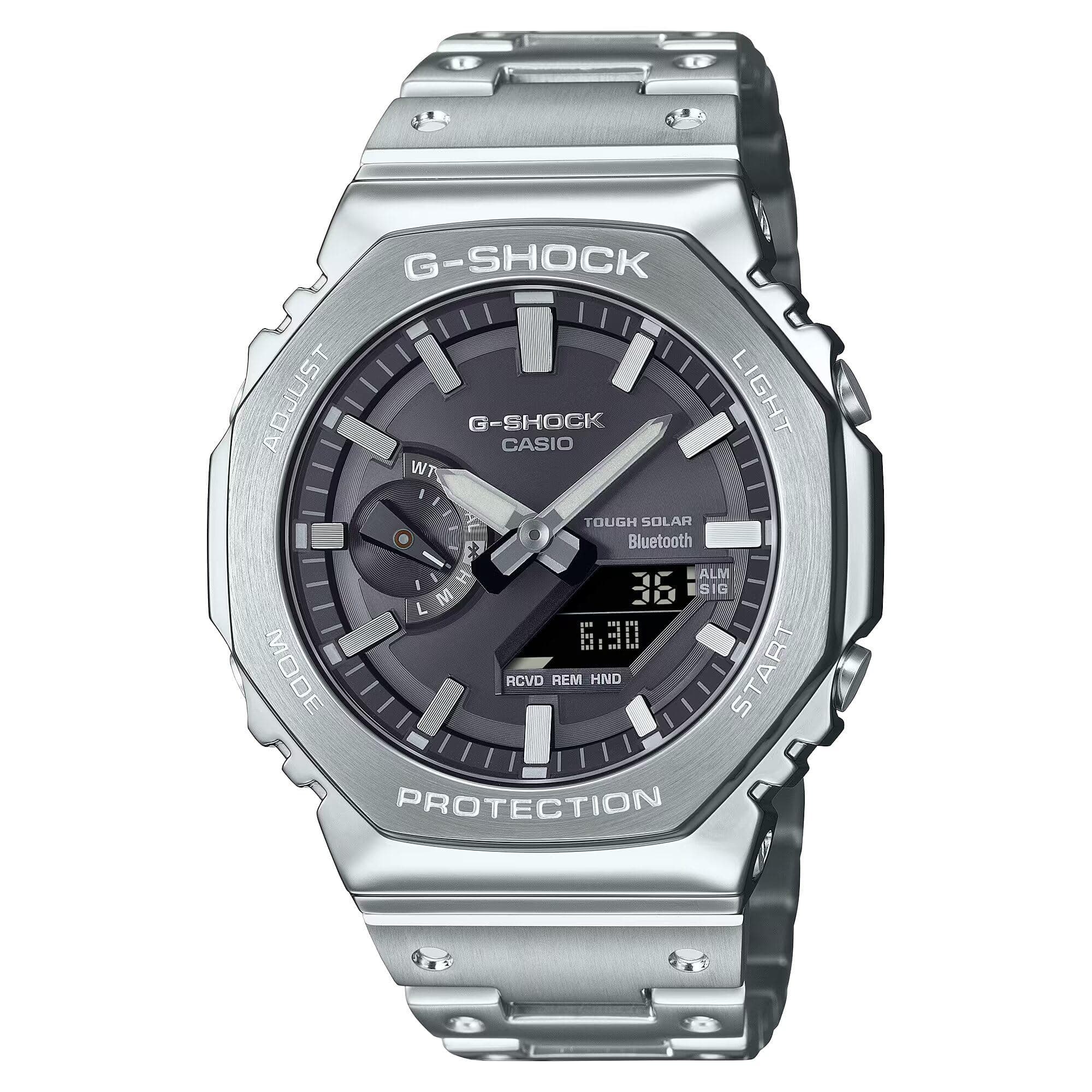 Casio G-Shock GM-B2100SD-1ADR Bluetooth Analog-Digital Black Dial Men Watch Silver Stainless Steel Strap (G1638)