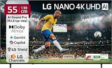 LG 139 cms (55 inches) U8 AI Series 4K Ultra HD (3840 x 2160) Smart webOS LED TV 55NU870BPLA
