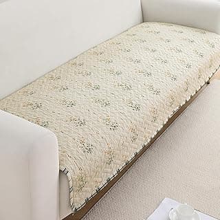 HOKIPO 'HomeHues Series' Printed Quilted Sofa Cover Mats for 1/2/3 Seater Sofa and L Shape. Make Your Own Sofa Cover Set, Mat Length 90(D) x 170(L) cm, Light Green Ash Gypsy Flower (IN-809-D5)