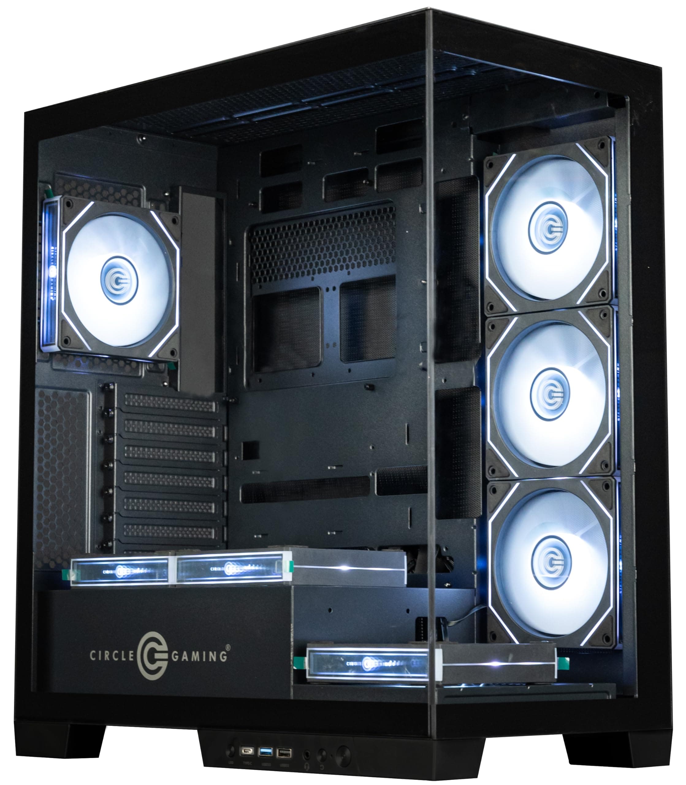 Circle Defender ZX7 Mid-Tower Gaming Cabinet - Black | Supports ATX, M-ATX, ITX | Reverse Motherboard Compatible | 3X Front, 3X Bottom, 1X Rear 120MM ARGB Fans with Infinity Mirror