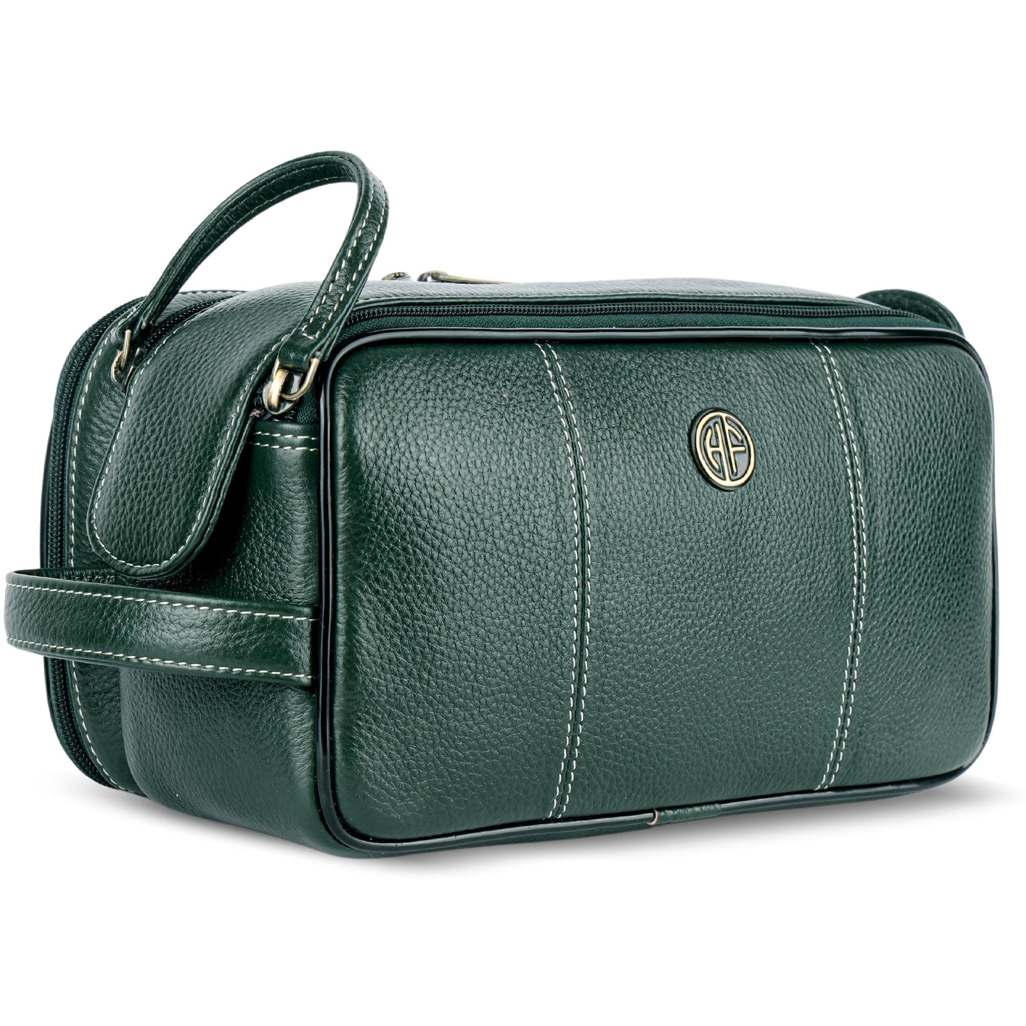Hammonds Flycatcher Genuine Leather Travel Organizer Pouch - Toiletry Bag for Men and Women Cosmetic Organizer Bag, Shaving Kit Bag for Men Toiletry Pouch for Men with Multiple Pockets - Green