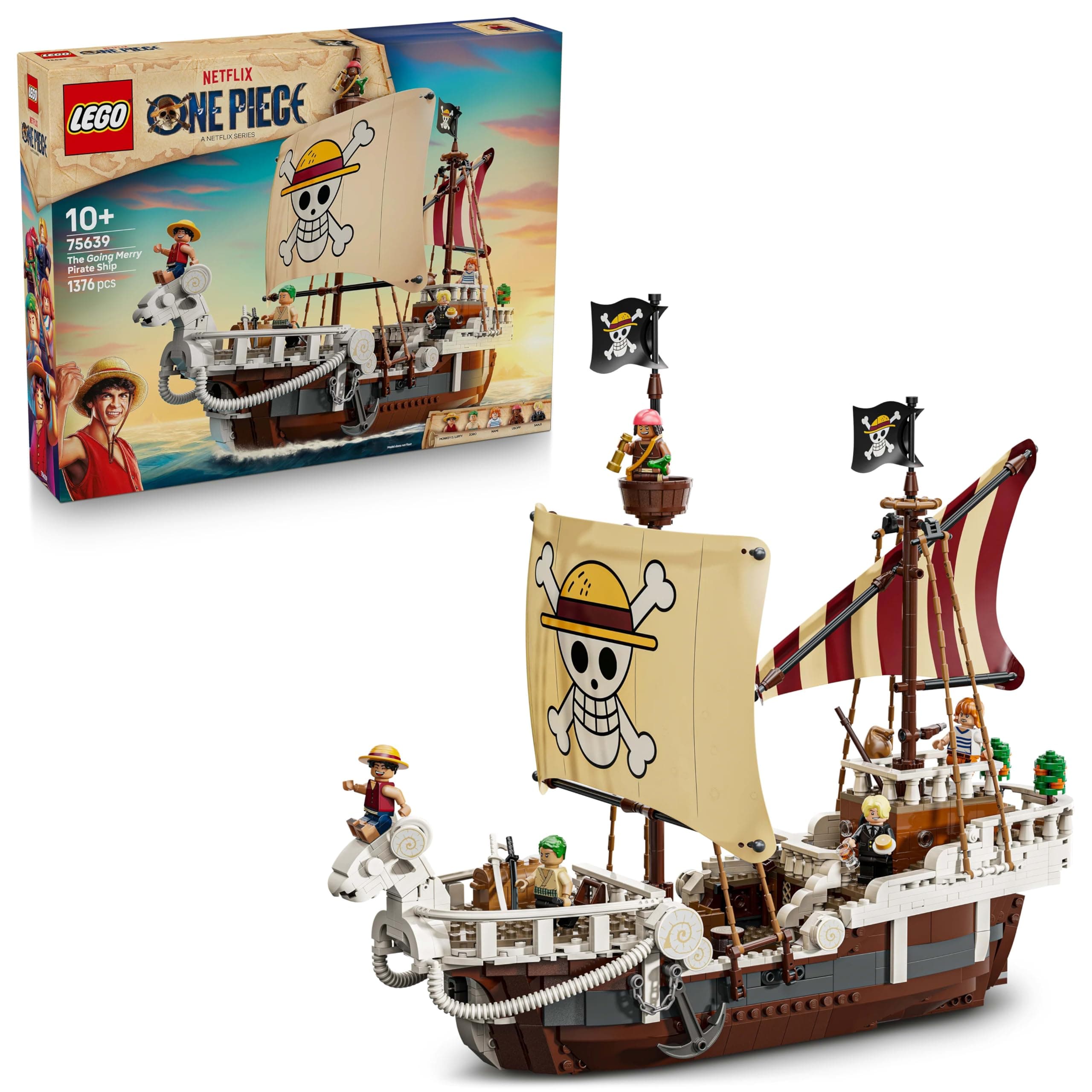 LEGO ONE PIECE The Going Merry Pirate Ship, Boat Set 75639 Building Toy for 10+ Age Boys and Girls