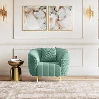 Urban Ladder Amora 1 Seater Fabric Sofa in Dusty Turquoise Velvet Colour