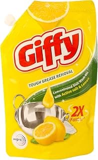 Giffy Dishwash Liquid Yellow 125 ml Pouch
