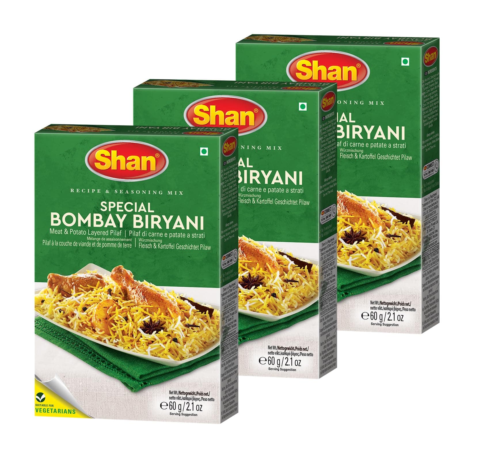 Shan Special Bombay Biryani Masala, 2.12 Oz 60 G, 3 Pack - Powder