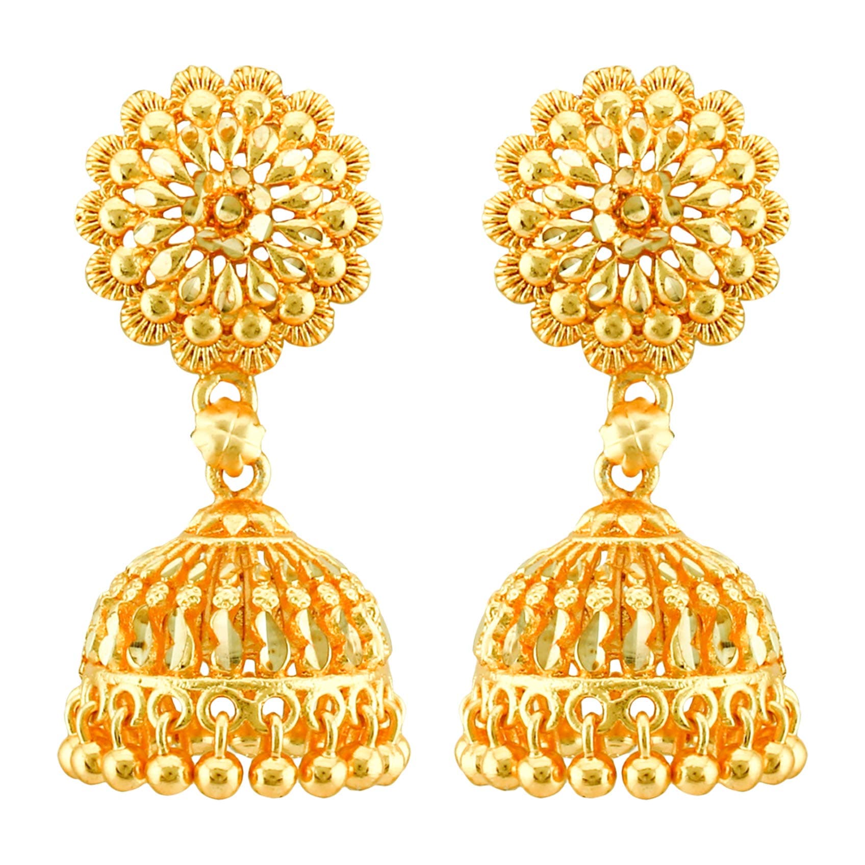 MEENAZ Traditional Temple Jewellery 1 One Gram Gold Ethnic Copper Brass Metal Handcrafted South Indian Meenakari Screw Back Studs Jhumkas Jhumka Earrings Set For Women girls Latest -GOLD JHUMKI-M106