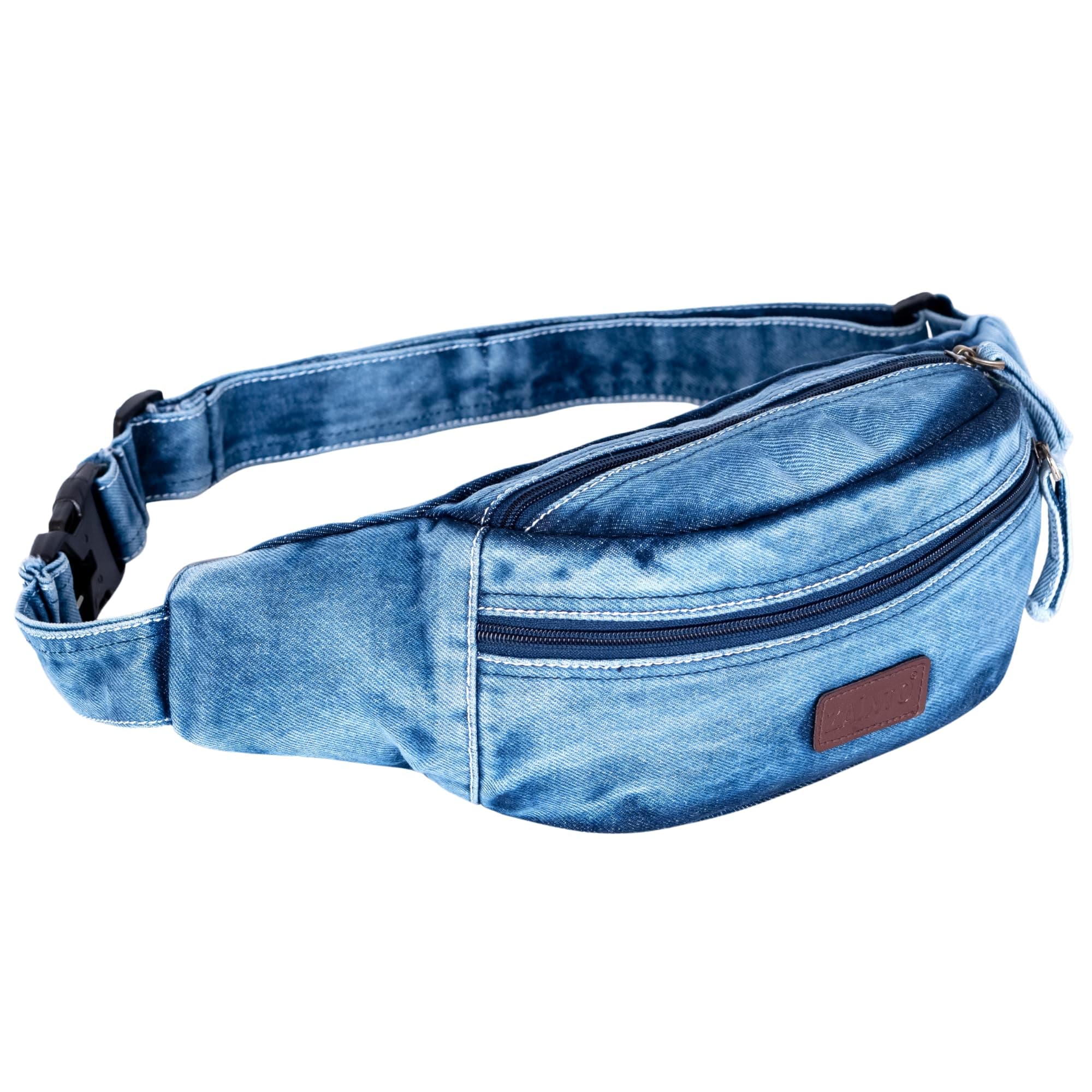 Zainto Denim Fanny Bag for Men & Women | Stylish Cotton Waist Bag & Chest Bag | Mini Bag for Women with Adjustable Strap, Lightweight Everyday Travel Accessory (Blue)