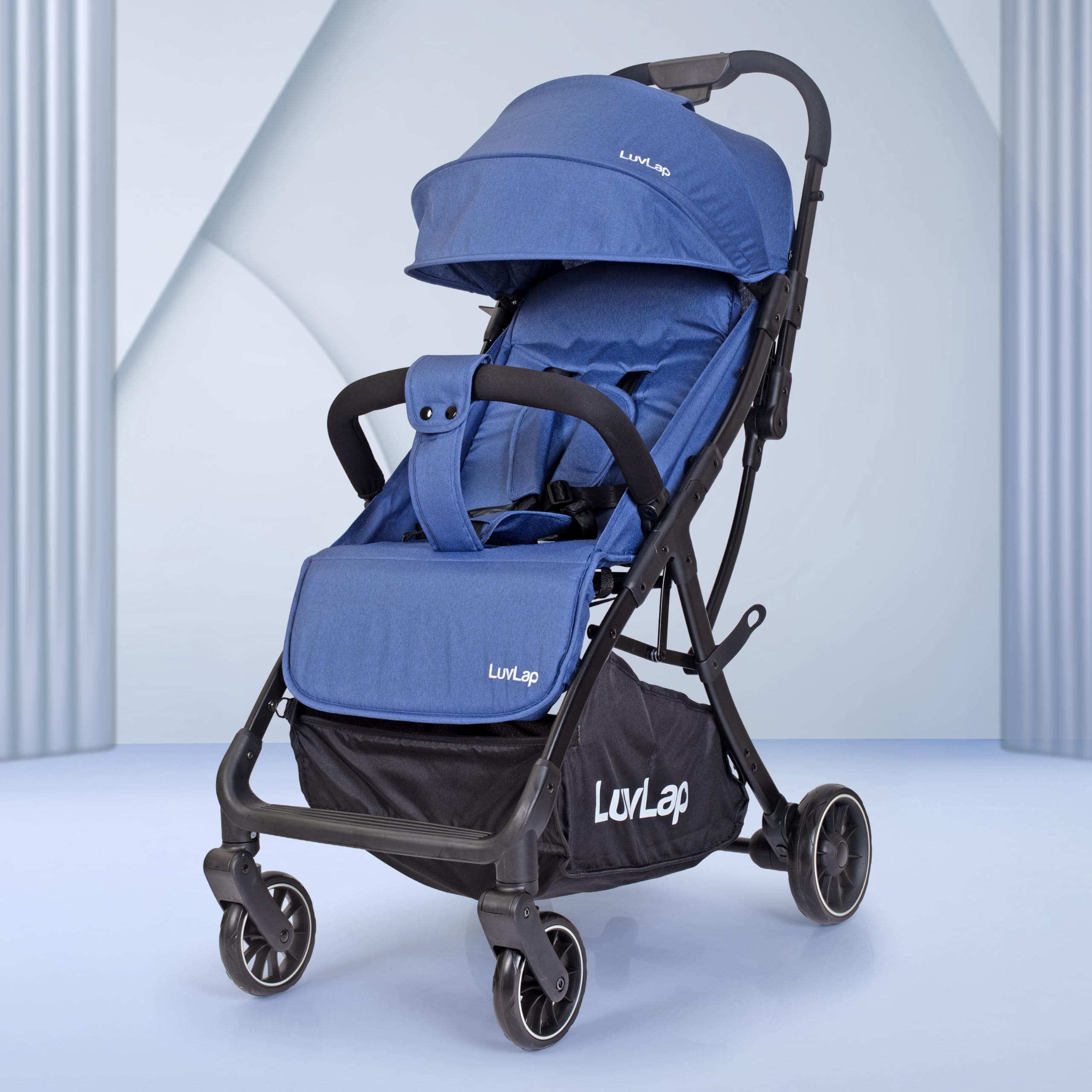 LuvLap Regency Baby Stroller, Pram for 0 to 3 Years with 5 Point Safety Harness, Large Storage Basket, Heavy Duty Wheels, Easy Fold, Extendable Canopy, Multilevel Recline & Adjustable footrest