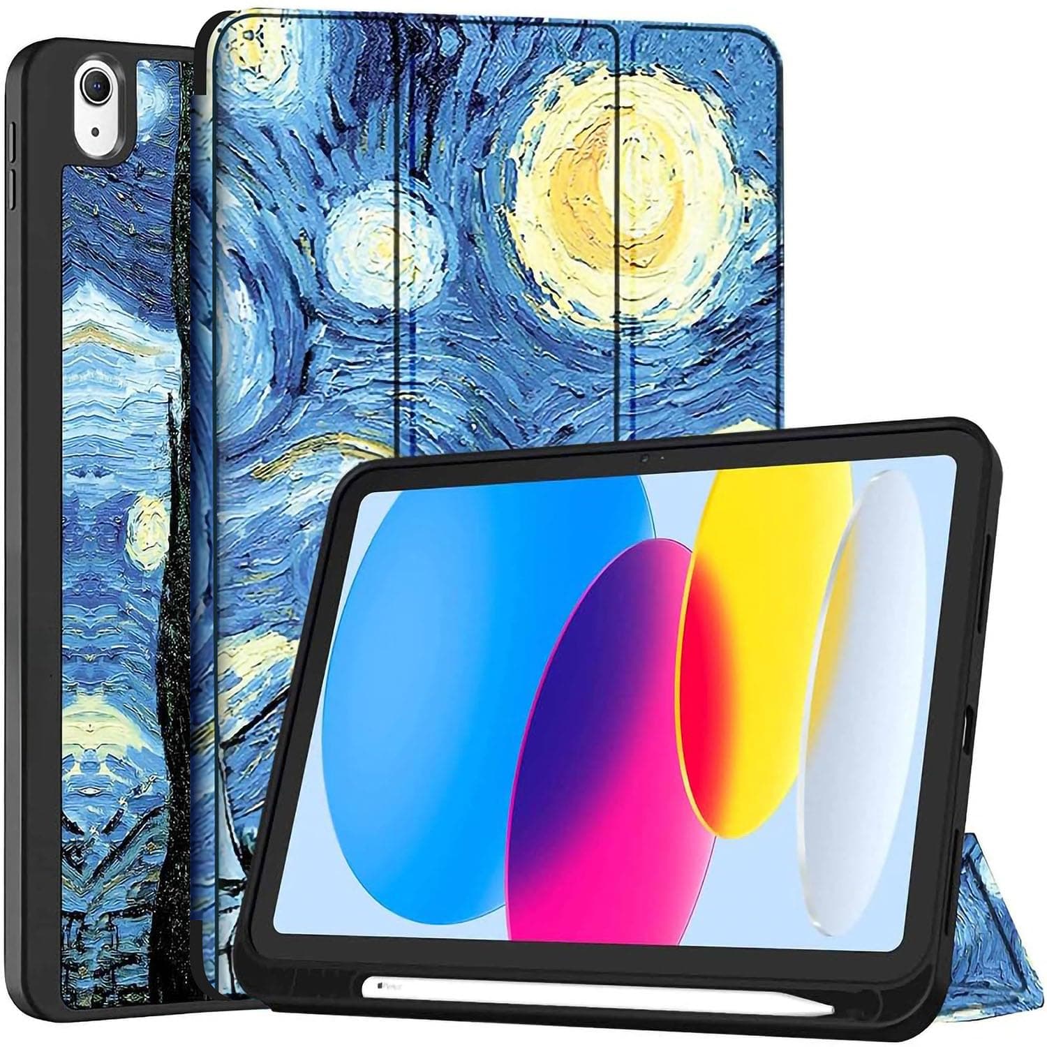 ProElite Smart Case for iPad (A16) 11th/10th Generation (2025/2022) [Auto Sleep/Wake Cover] [Left Side Pencil Holder] [Soft Flexible Case] Recoil Series - Starry Night