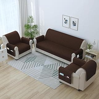 Story@Home Quilted Sofa Cover 5 Seater | Sofa Cover with Pockets | Microfiber Sofa Cover | 3+1+1 Seater Sofa Cover with Pockets | Make Your Own Set Stylish for Aesthetic Home Furnishing | Brown