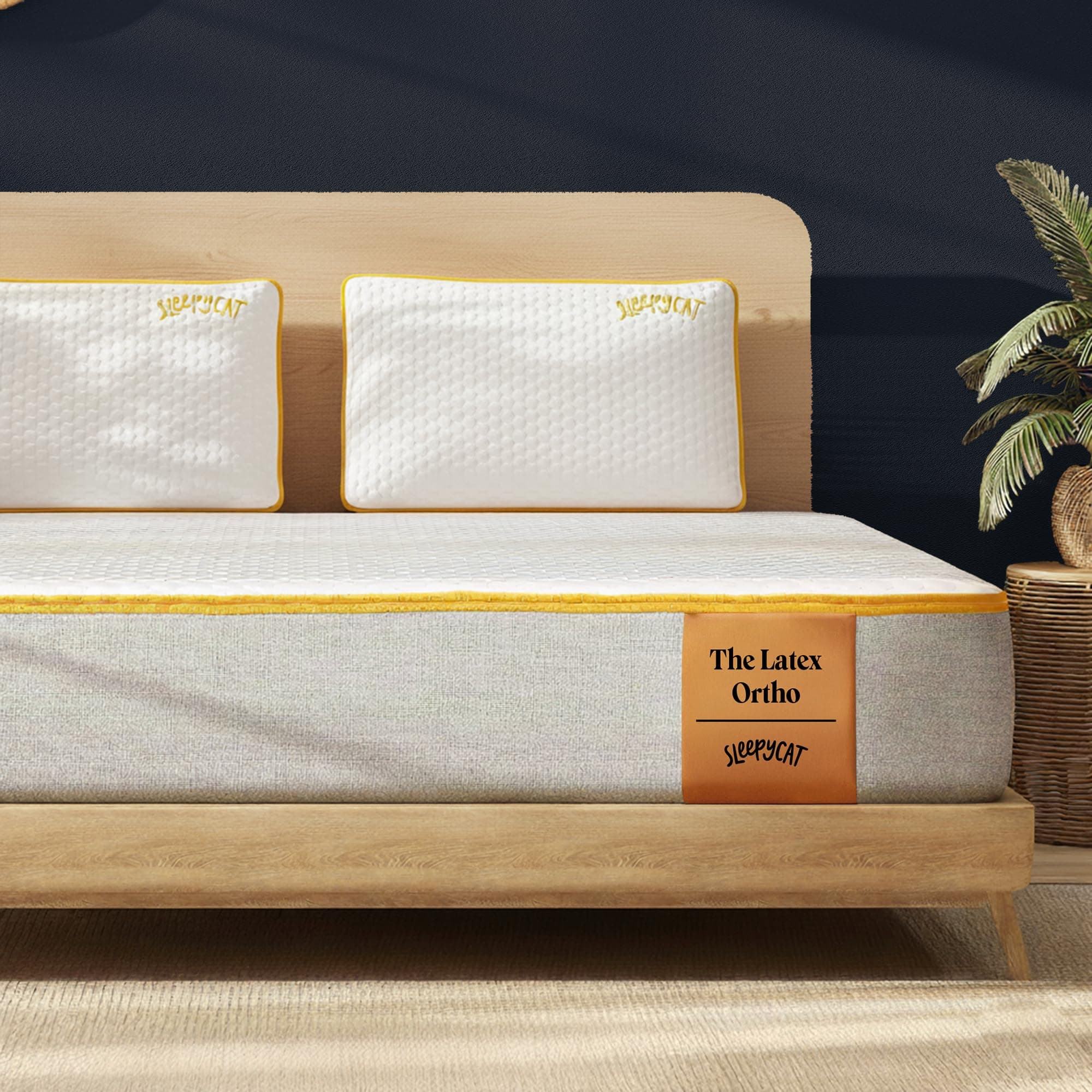 SleepyCat Latex Ortho Mattress | Firm Pinhole Latex Mattress for Back Support | Orthopedic Bed Mattress | Washable Zipper Cover | 10 Year Warranty (King Size, 78x72x6 Inch)