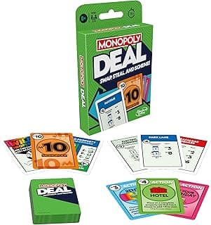 Monopoly Deal Card Game | Quick-Playing Card Game | Fun Games for Families and Kids | Ages 8 and Up | 2 to 5 Players | 15 Mins. | Travel Games | Birthday Gift for Kids