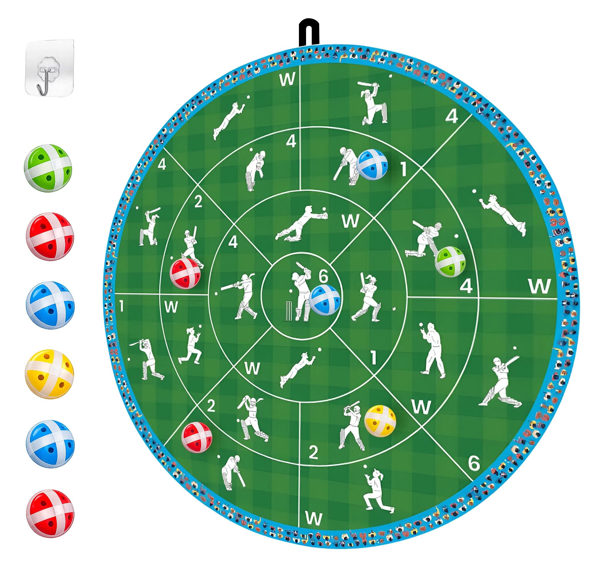 CRICBABY Cricket Dart Game, Double Sided, 18 inches, 06 Sticky Balls, Birthday Gifts Boys and Girls, Gift for Cricket Lover, Indoor/Sport Outdoor Fun Party Play Game, Portable Design, for Ages 3-100+