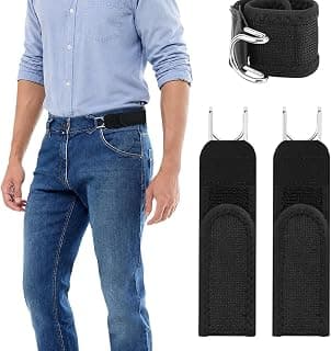 ANKRI Buckleless Belt Hook Tactical Metal Hook Elastic Belt Unisex Buckle-Less Invisible Waist Belts for Work & Edc | Buckle-Free Elastic Belt for Women & Men (1 Pair)