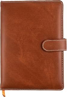 Cubic A5 Premium Textured Foambound PU Leather Diary | Light Tan Color | Secure Button Closure | Built-in Pen Holder & Ribbon Bookmark | 160 Lined Pages | Ideal for Work, Study & Journaling