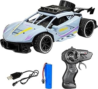VGRASSP Rechargeable Racing Car Toy for Kids with 2.4 GHz Long Range Remote Control - 1:16 Scale Joystick RC Sports Vehicle (Grey)