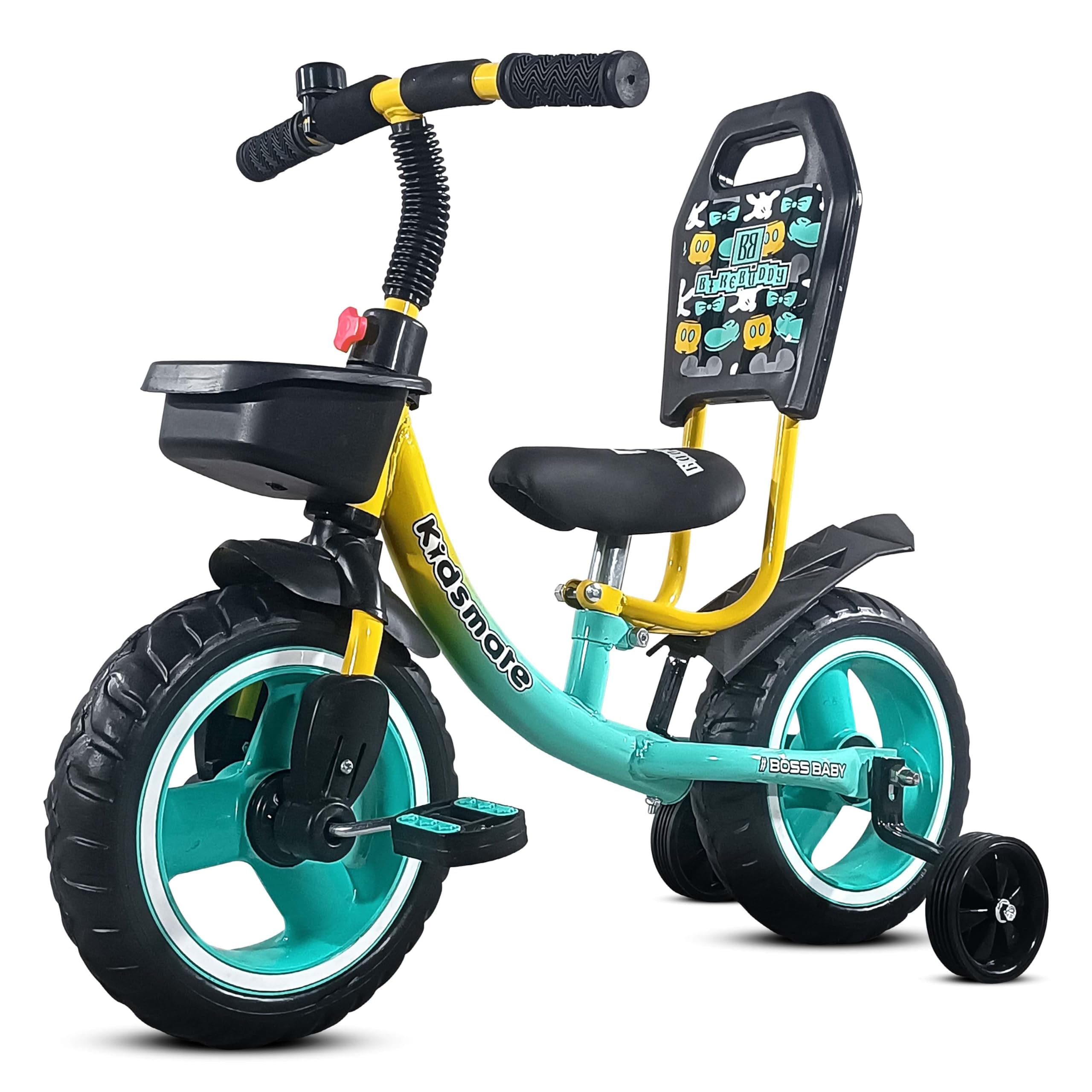 Kidsmate Lite Rider Pro Balance Cycle for Kids - Kids Cycle with Adjustable Seat & Backrest | Bell with Durable Training Wheels & EVA Tires | Baby Balance Bike Perfect for Ages 1-4Y (Sea Green)