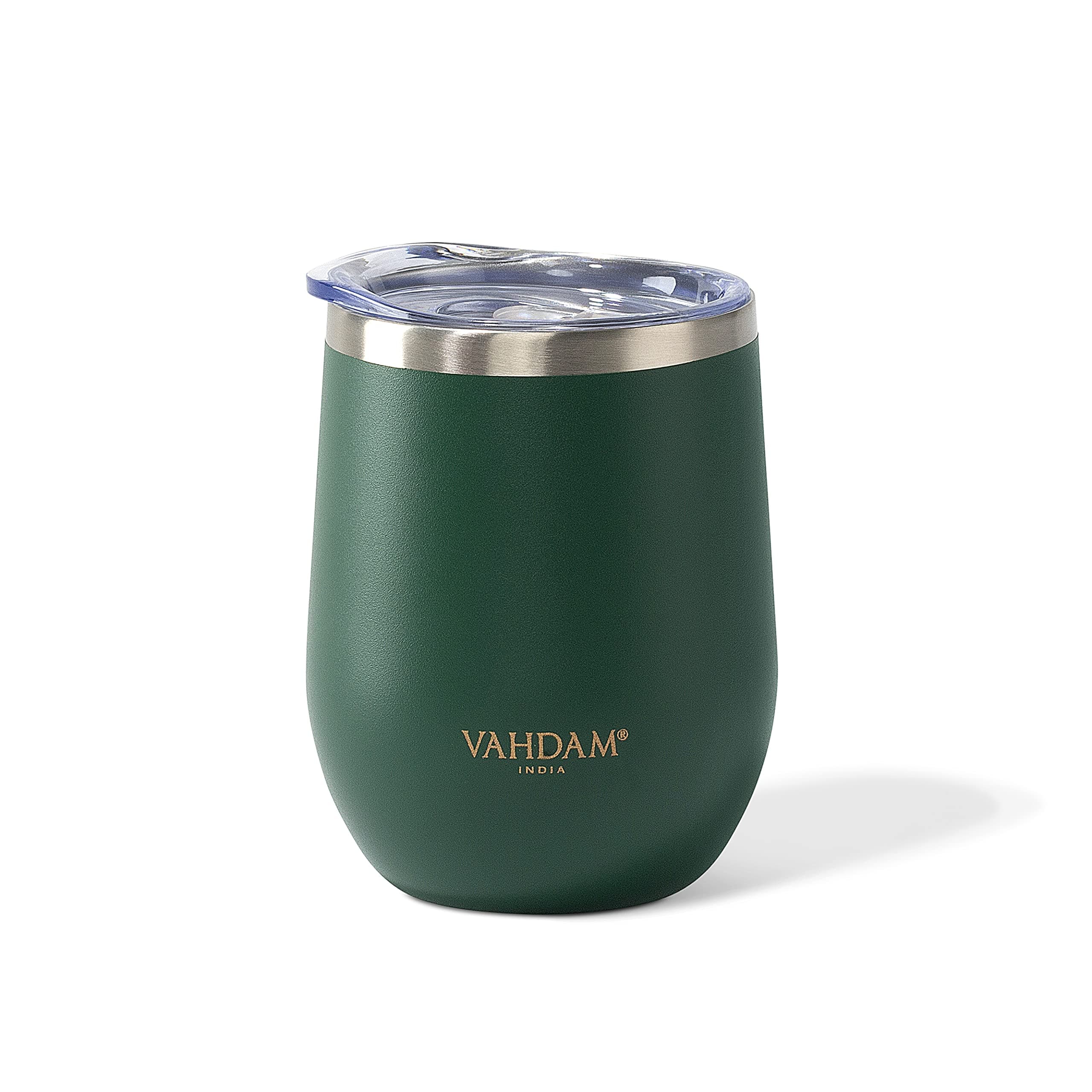 VAHDAM, Stainless Steel Tumbler (350ml) - Green | Vacuum Insulated, Double Wall, Dishwasher Safe, Sweat-Proof Sipper with Lid for Hot and Cold Drinks | Coffee Mug, Gifts for Women/Men
