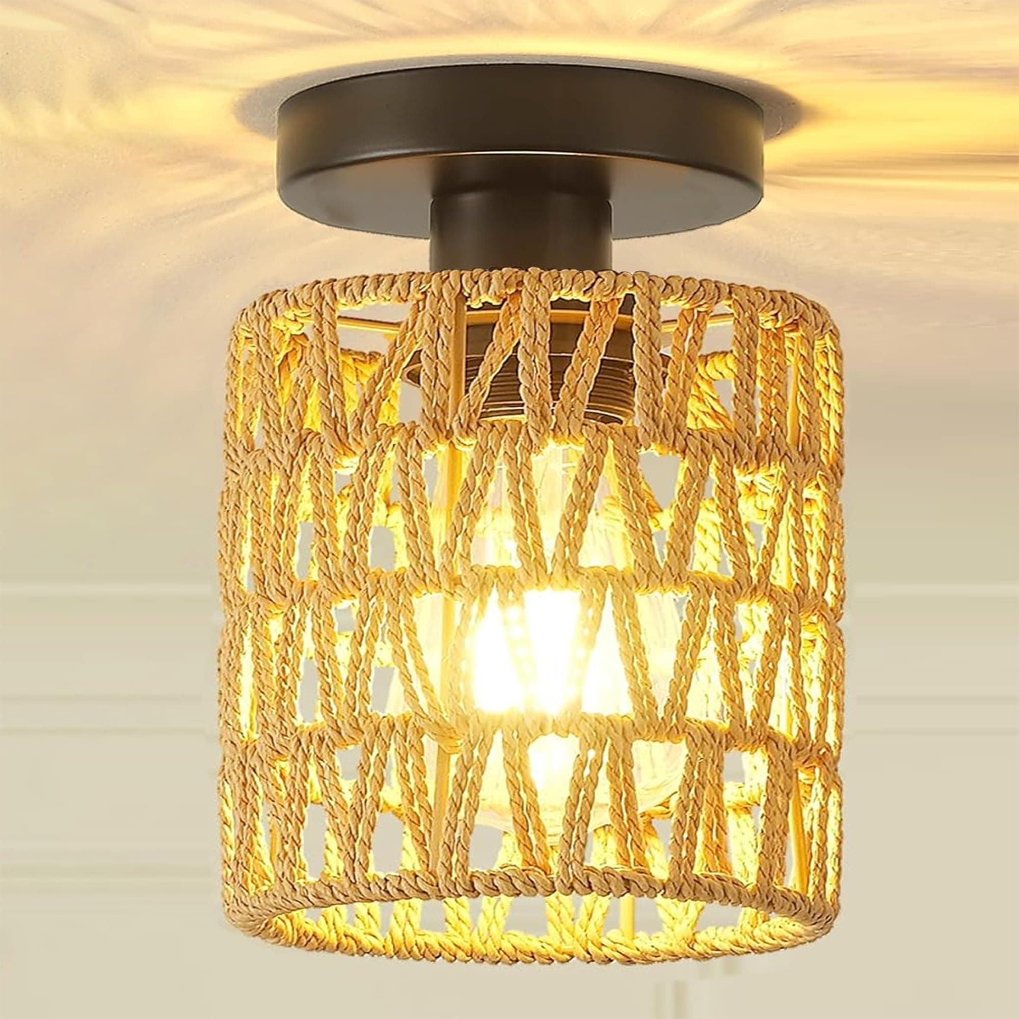 Decorcity Metal Dual Ring Crystal Flush Mount Ceiling Light, for Hallway Light Fixture Ceiling Flush Mount (Cylinder)