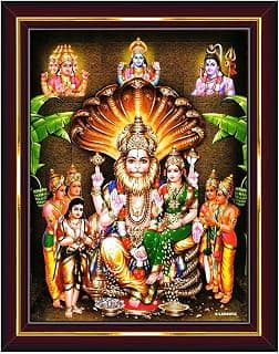Pavan Photo Laminations Lakshmi Narasimha Swamy Lord Narsingh Bhagwan Wall Painting Framed Home Decor (Wood,Acrylic,Brown,Small Size,6x8 Inch) B593S