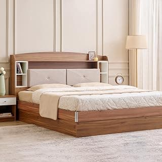 Home Centre Helios Nolan Robin King Bed with Hydraulic Storage - Teak