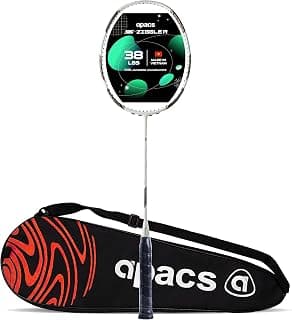 Apacs Z-Ziggler (Unstrung, 38 LBS Max Tension) 6.4mm Slim Shaft | Made in Vietnam | 100% Japanese Graphite Badminton Racket with Free Full Cover | G2-4 1/8 inches (White)