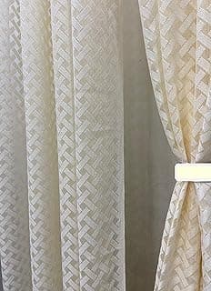 Galaxy Home Decor Sheer Transparent Net Grommet Curtains for Window 5 Feet, Pack of 2, Cream (Cream (Cross), Window 5 Feet (2Pc))