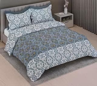 Rajasthan Handloom Ever Line Double Bed King Size Bedsheet 100% Cotton Deep See Green Multi Floral Design274X274CM