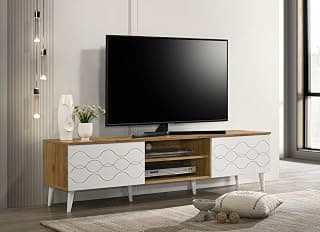 DeckUp Avani Engineered Wood TV Unit (Wotan Oak & White, Matte Finish)