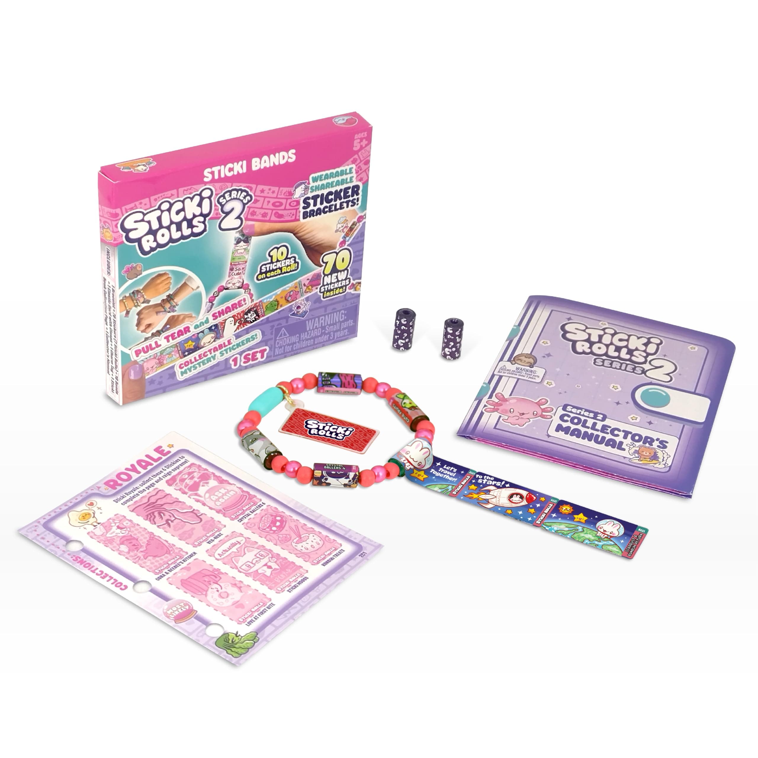 STICKI Rolls Sticki Bands - The Original Wearable & Shareable Sticker Bracelet with 70 Mini Stickers, DIY Art & Craft Activity, Creative Kit, Collectible Toy for Ages 5, 6, 7, 8, 9 & Up