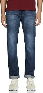 Spykar Men's Ricardo Straight Fit Mid-Rise Casual Jeans Dark Blue