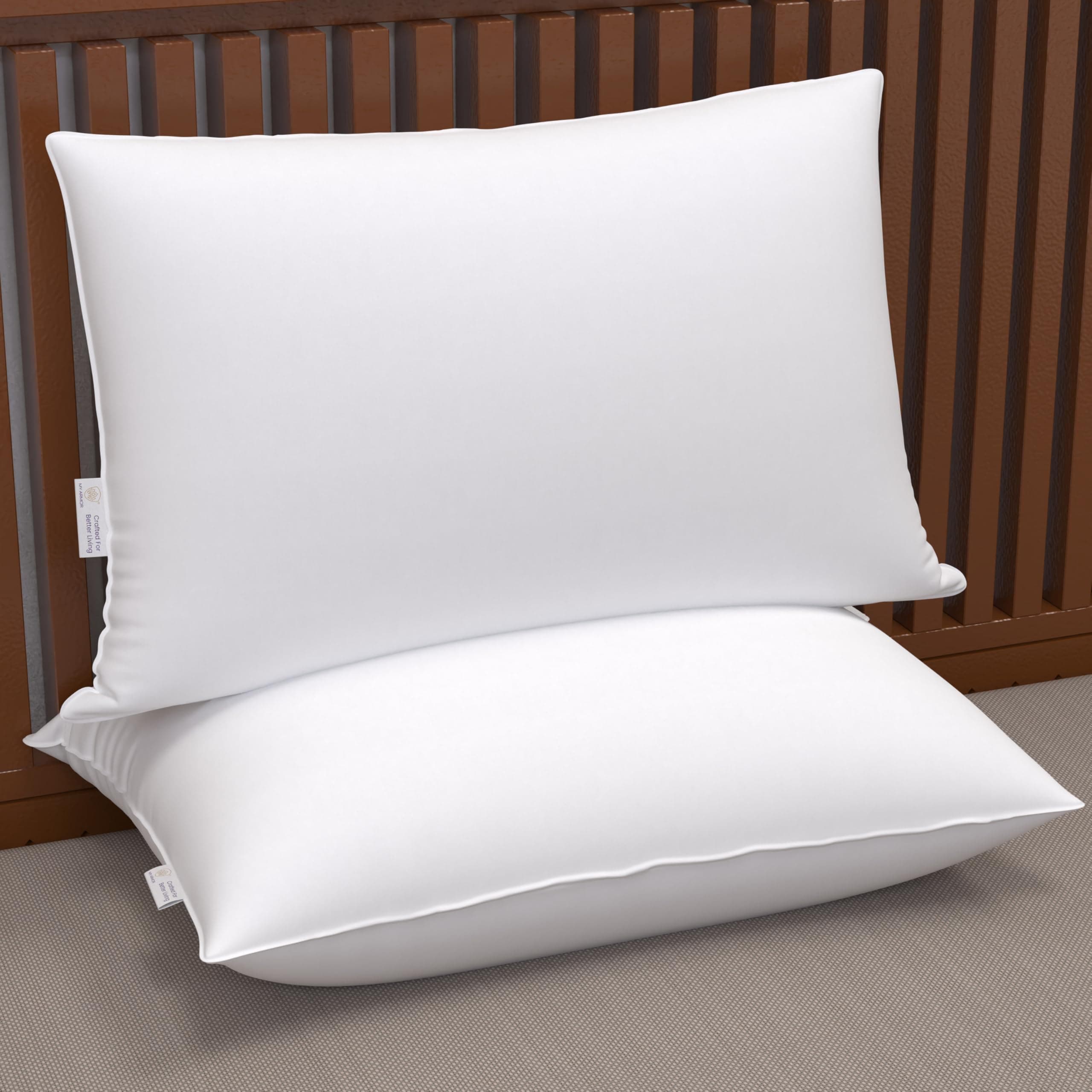 MYARMOR Microfiber Pillows Set 2, Soft Adjustable Pillow for Sleeping - 16 x 24 Inches -White