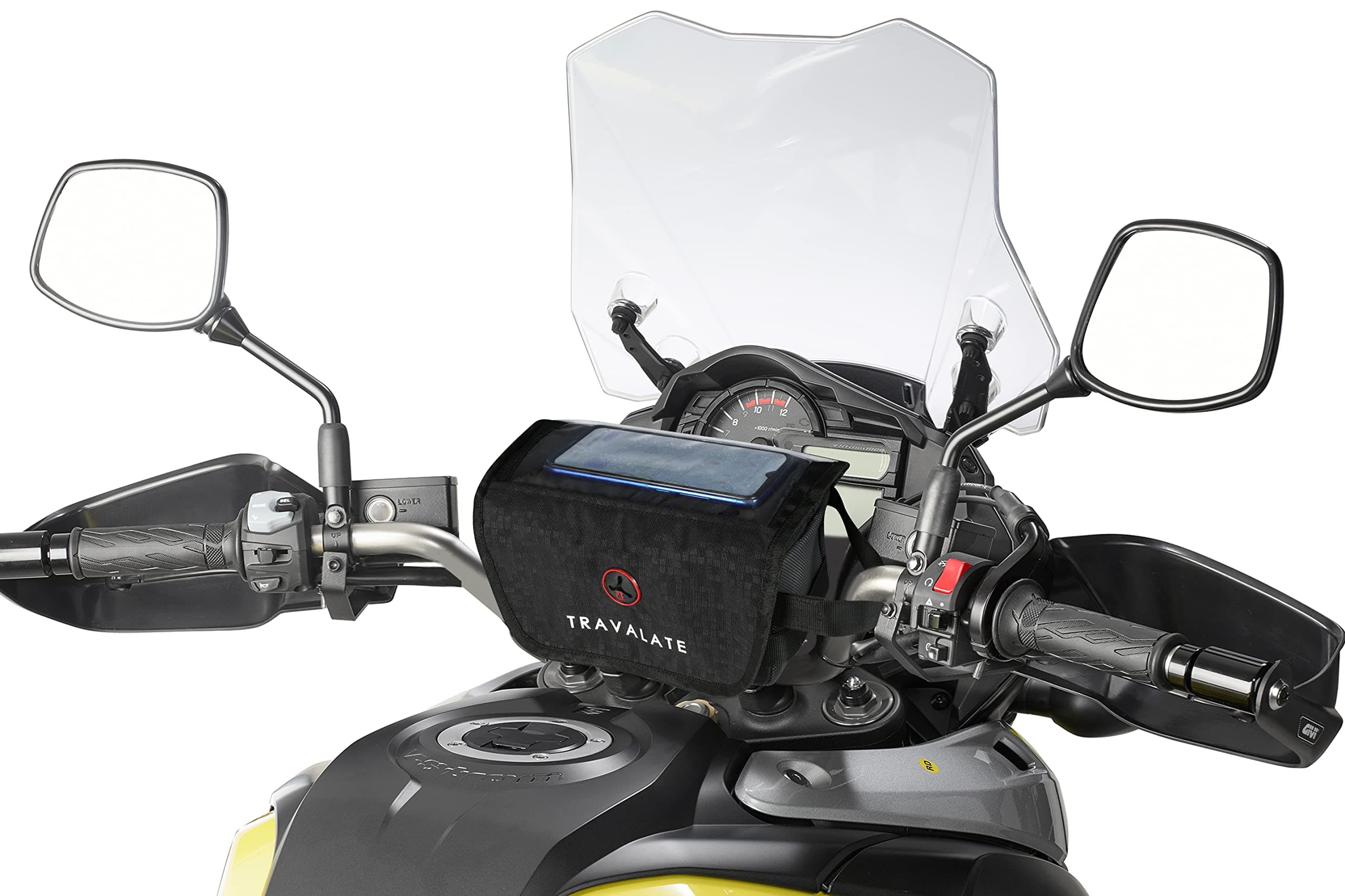 TRAVALATE® Polyester Mobile Holder/Pouch-Bag for Bikes Mobilemate | Motorcycle Mobile Holder Bag (Black) | New 2-in-1 Design