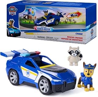 Paw Patrol: Search & Rescue, Chase Rescue Cruiser Vehicle with 2 Figures | Police Car Toy, Pull-Back & Go Action, Chase & Raccon Action Figures, Pretend Play, Kids Toys for Boys & Girls Ages 3+