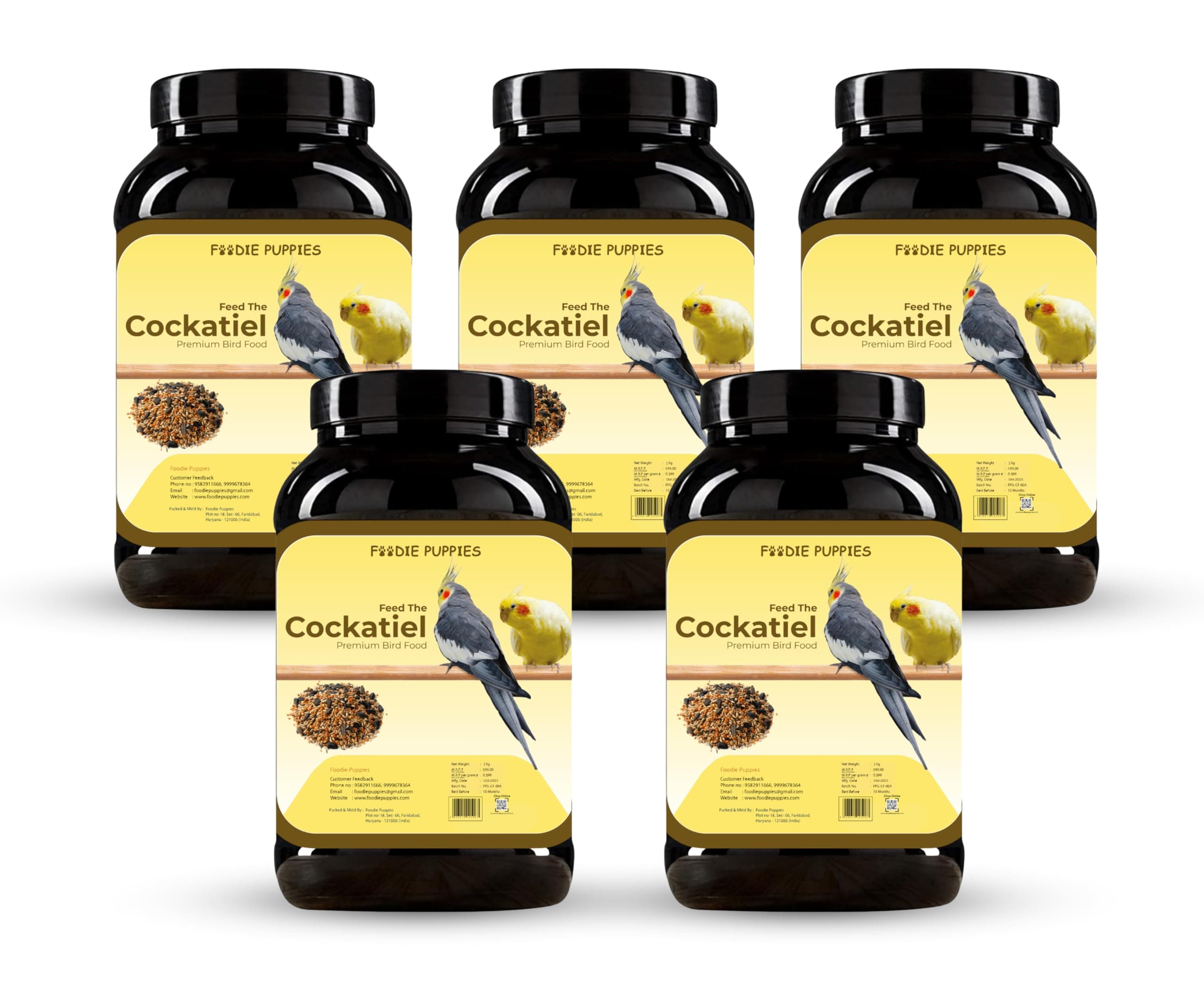 Foodie Puppies Bird Food for Cockatiels - 5Kg | Natural and Healthy Premium Mix Seeds, Kangni, Sunflower, Yellow Proso, Browntop, Oats, Pearls | Daily Birds Food Seeds for All Life Stages