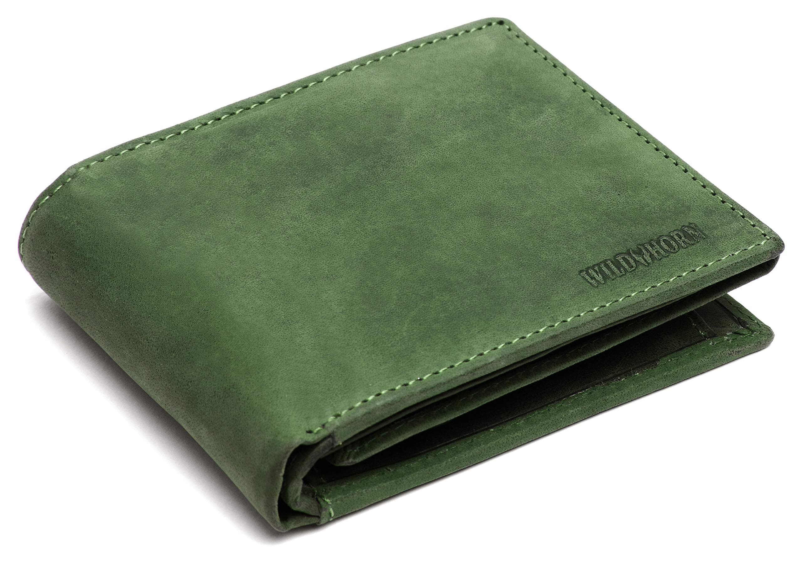 WildHorn Men's RFID Protected Leather Wallet (Green Hunter)