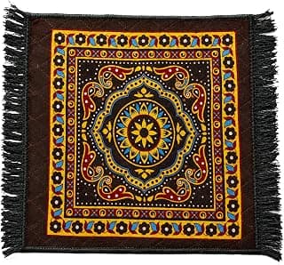 BENAVJI Traditional Floral Printed Carpet Rug for Living Room | Soft Floor Mat with Decorative Tassel Border | Anti-Skid Multipurpose Area Rug for Bedroom, Hall & Home Décor Pack of 1