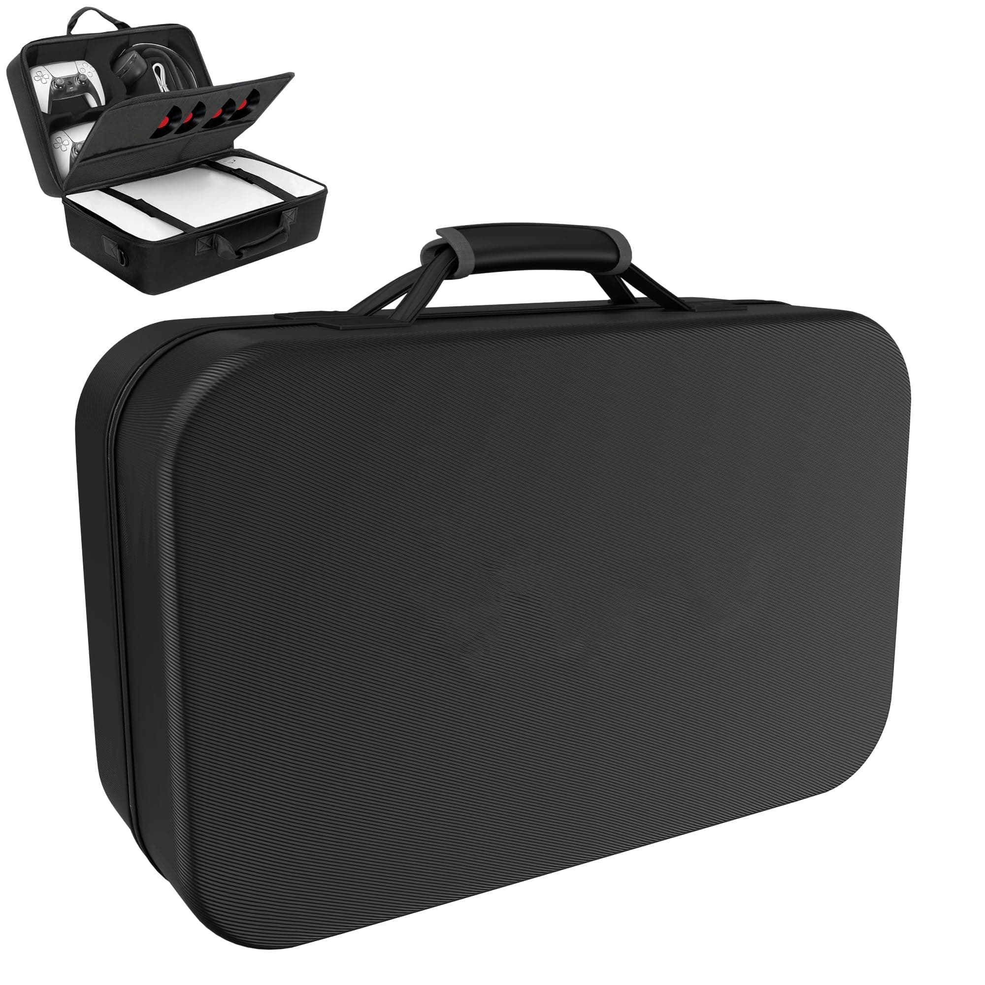 Sounce Premium Polyester Dual Controller Hard Carry Case for PS5, PS4, Xbox, and iPega Controllers – Shockproof Travel Storage Bag with 3-Layer Protection, Accessory Pocket & Handle