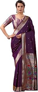 Woman's Paithani Silk Blend Zari Woven Saree