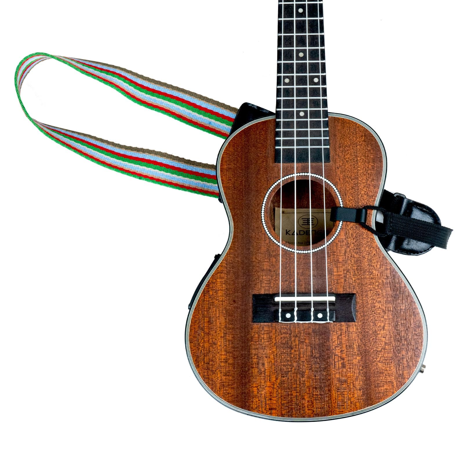 Kadence UKSTP-MC02 Jamming Series Ukulele Strap | Adjustable Soft Woven Strap for Soprano, Concert, Tenor & Baritone Ukulele | Lightweight Clip-On Design with J-Hook | Multicolor