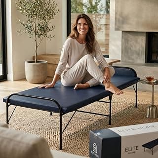 NATTNAK Folding Bed with Mattress Single Size 30x72 Inch, Portable Foldable Cot for Home, Heavy Duty Metal Frame 300 Kg Capacity, Space Saving Guest Bed with Headrest & Plywood Base, Easy Storage Bed