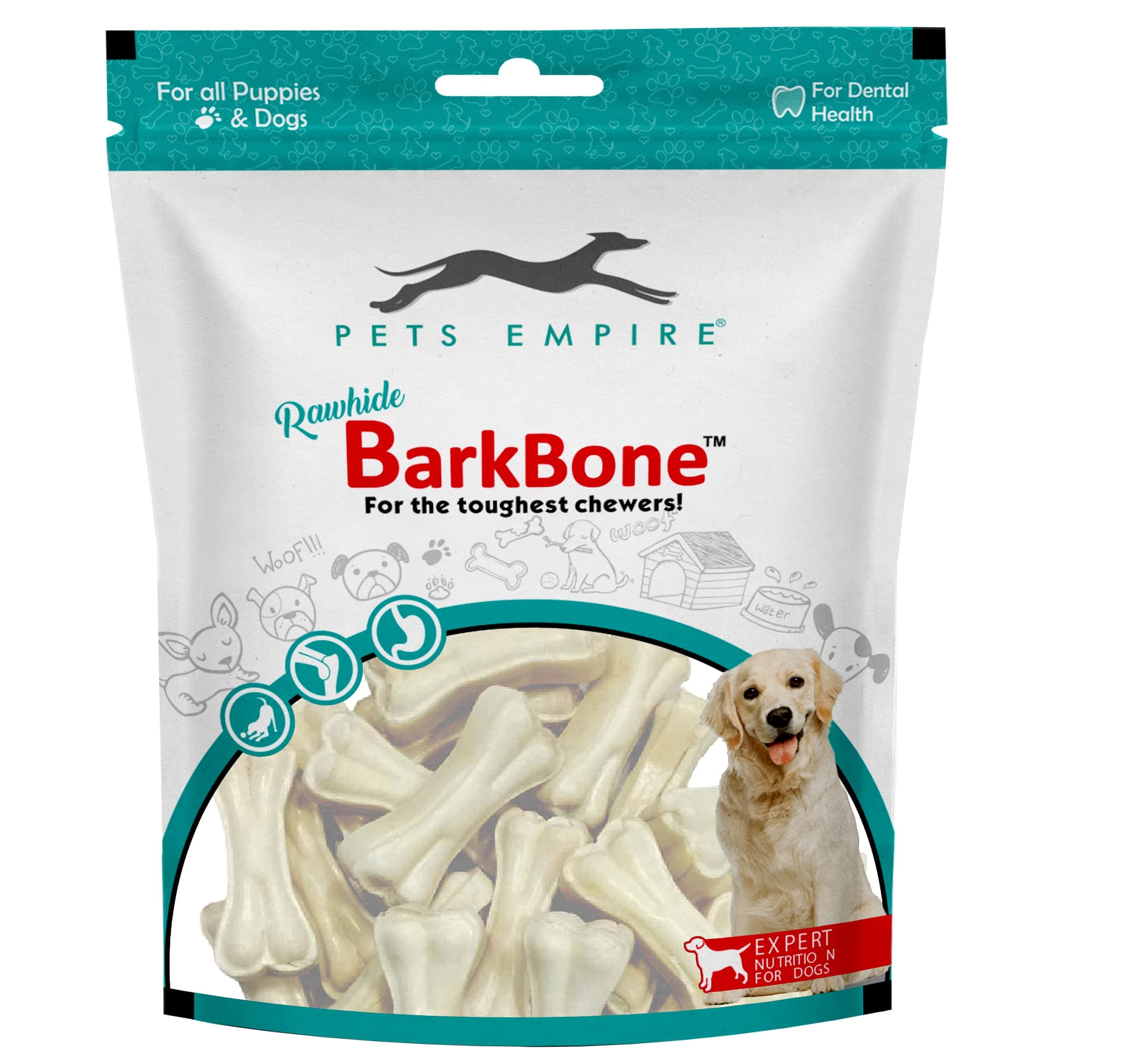 Pets Empire Rawhide Bones for Dogs 3 Inches (15pcs) | Rawhide Pressed Chew Stick Young Adult Dog Treat & Dog Food | Dog Treats for All Breed Sizes Dogs
