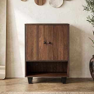 Royaloak Cosmos Shoe Rack with 2 Door Storage, Engineered Wood, Melamine Finish, Wooden with Sturdy Construction, with Back Sheet for Support & Optimized Depth