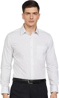 Raymond Men's Pure Cotton Print Pattern Slim Fit Semi Cutaway Collar Full Sleeve Formal Shirt