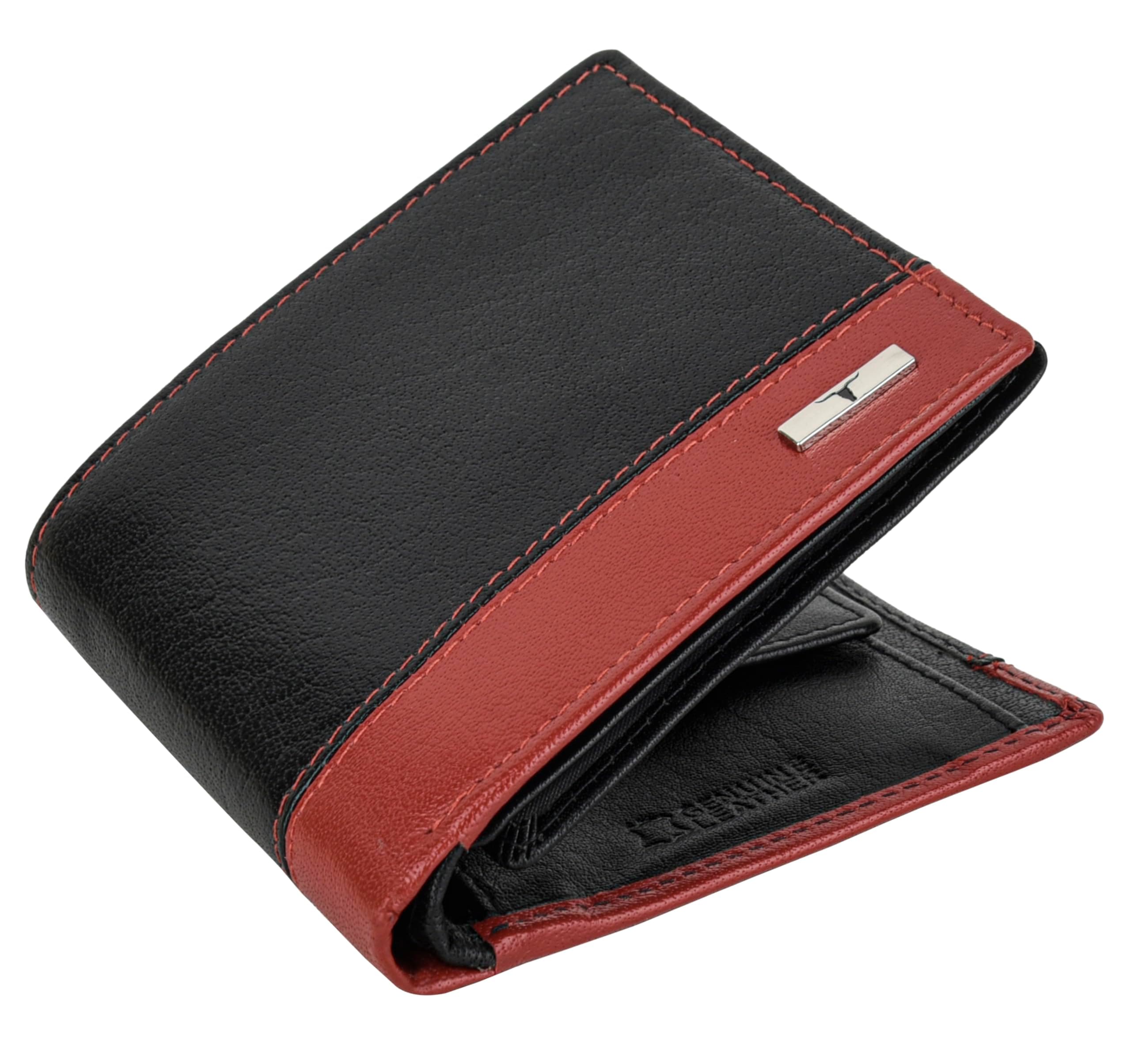 URBAN FOREST Seattle Black/Red Leather Wallet for Men