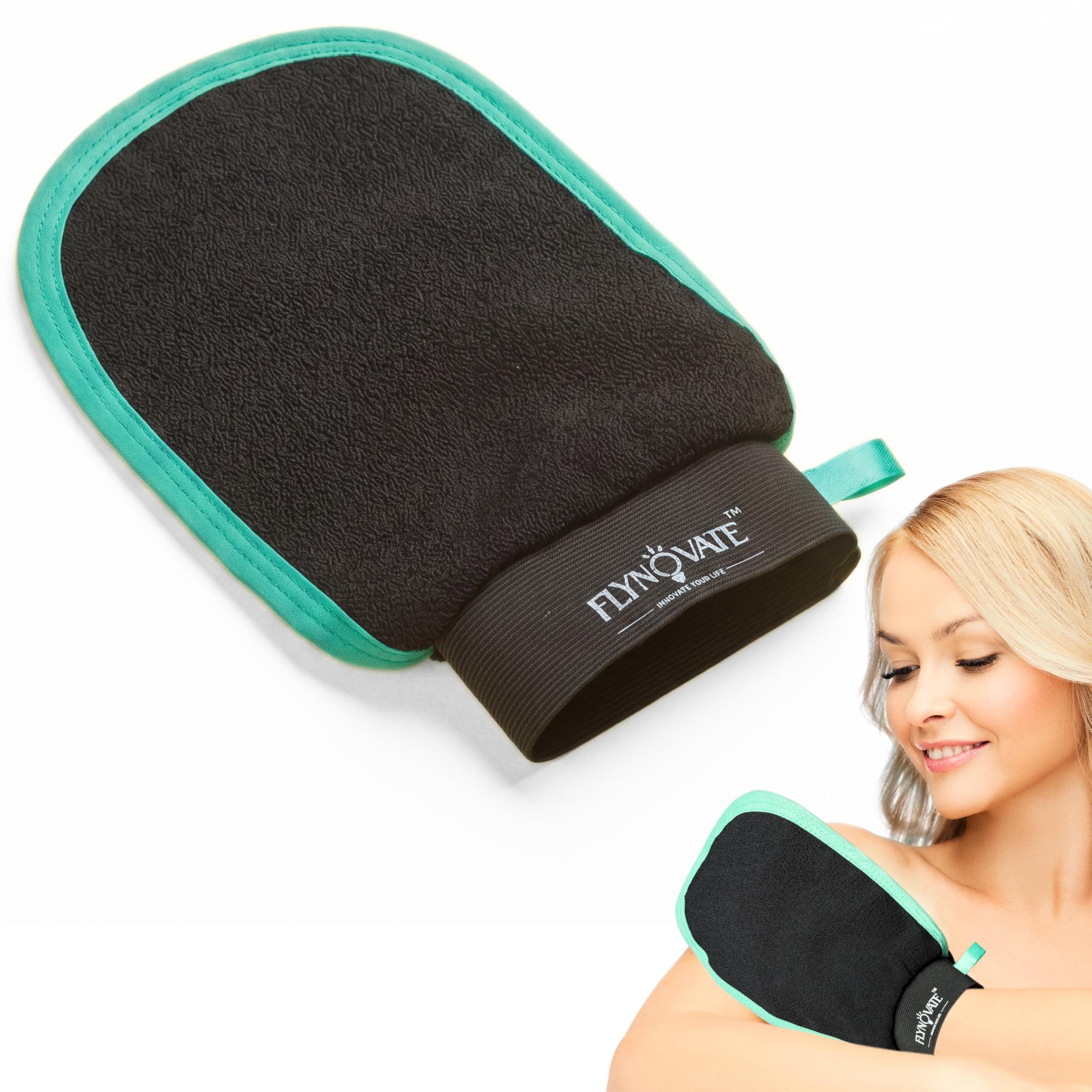 Flynovate Exfoliating Gloves for Dead Skin Remover - Natural Exfoliation to Brighten & Glow Your Skin