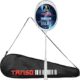 TANSO Arashi SS Strung Badminton Racket (35 Lbs Tension, Recommended by Padukone School of Badminton, 77 Grams Ultra Light Weight Full Carbon Fiber with Premium Strings and Full Racquet Cover)
