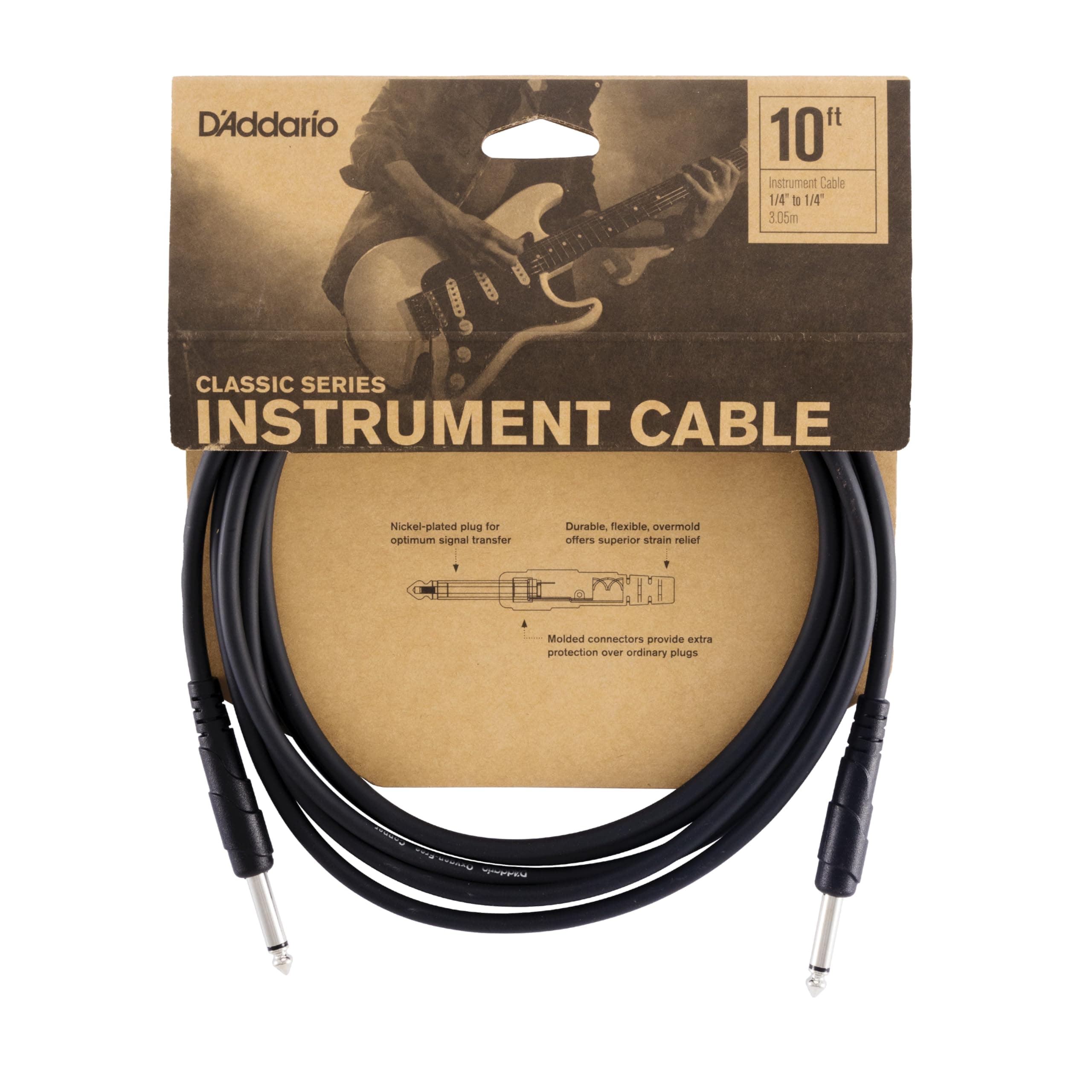 Planet Waves Classic Series Instrument Cable, 10 feet for Amplifier, black