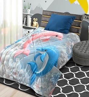 Kids Single Bed Comforter Blanket Lightweight AC Quilt for All Seasons | 60 x 90 inches Ultra Soft Single Bed Blanket (Dolphin, Kids Comforter)