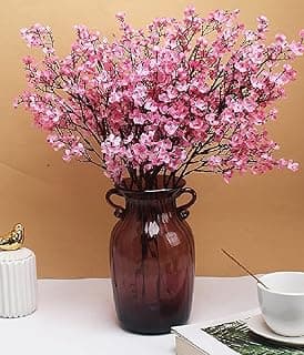 TIED RIBBONS Pack of 5 Artificial Baby Breath Gypsophila Flowers Bunches for Vase Pot Home Decoration (Pink) for Home Decor Living Room Side Table Centerpiece (Vase not Included) Silk